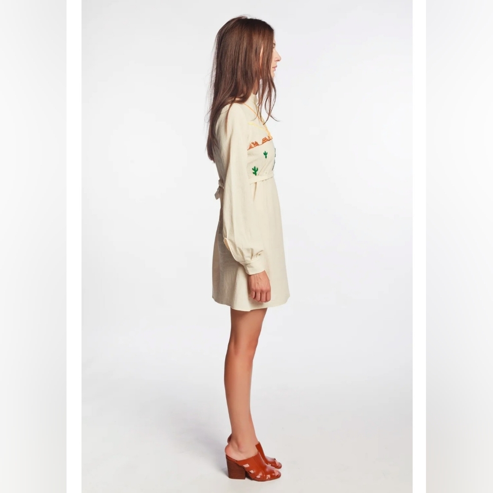 Desert Sun On The Road Embroidered Mini Dress S Southwest Boho Hippie Western - Picture 3 of 15